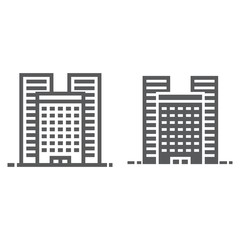 Aufkleber - buildings line and glyph icon, real estate and home, town sign vector graphics, a linear pattern on 