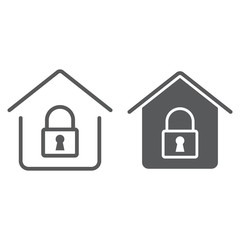 Poster - Home Lock line and glyph icon, real estate and home, security sign vector graphics, a linear pattern on a white background, eps 10.