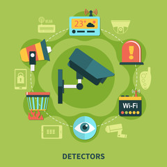 Wall Mural - Detectors Home Security Round Composition