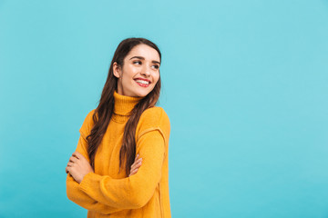 Poster - Portrait of a smiling young girl in sweater