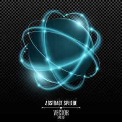 Poster - abstract futuristic sphere on a transparent background. a glowing planet. neon double lines. blue fl