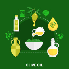 Wall Mural - Olive Oil Flat Composition