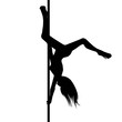 Vector silhouette of girl and pole on a white background. Pole dance illustration. EPS10