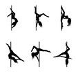Vector silhouette of girl and pole on a white background. Pole dance illustration. EPS10