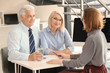 © New Africa - Female manager consulting mature couple in office
