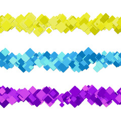 Poster - Repeatable random square pattern paragraph dividing line design set - vector graphic design elements from colored diagonal rounded squares