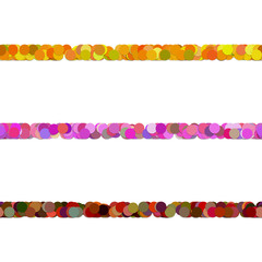 Poster - Repeatable random circle pattern text dividing line design set - vector graphic elements from colored dots with shadow effect