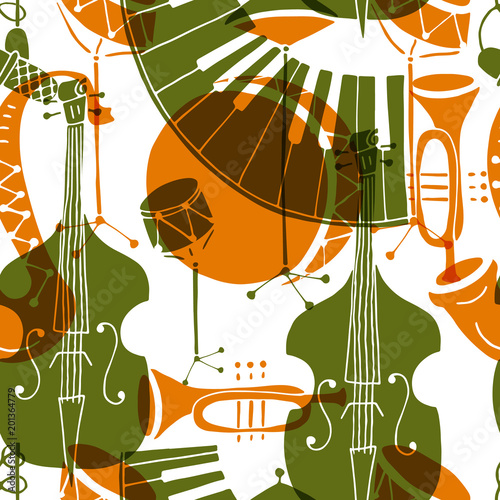 Plakaty Swing  wzor-z-instrumentami-muzycznymi