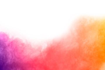 Wall Mural - abstract powder splatted on white background,freeze motion of color powder exploding/throwing color 