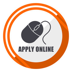 Poster - Apply online flat design orange round vector icon in eps 10