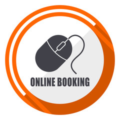 Aufkleber - Online booking flat design orange round vector icon in eps 10