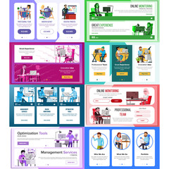 Poster - website banners set vector. horizontal, vertical. technical online support. business interface. resp