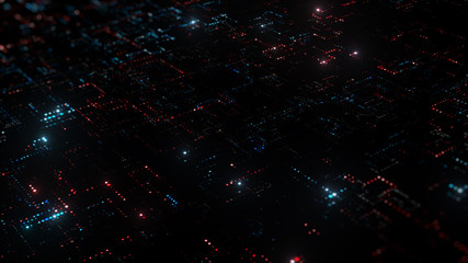  - 3d render abstract digital background with tech dots. Technology concept with bright glow circles particles.