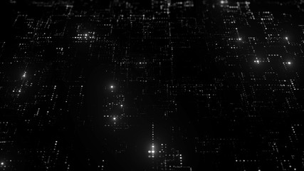 Poster - 3d render abstract digital background with tech dots. Technology concept with bright glow circles particles.