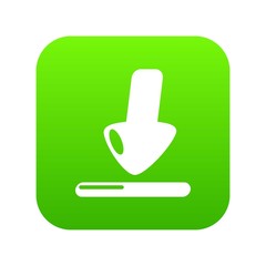 Poster - Download icon green vector isolated on white background