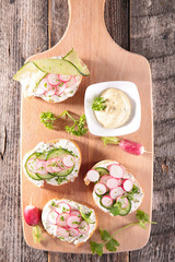 bread toast with cheese and radish