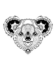 Wall Mural - Koala bear zentangle stylized. Freehand vector illustration