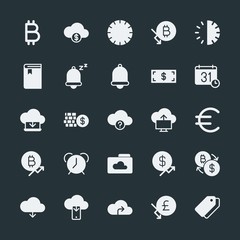 Poster - Modern Simple Set of money, cloud and networking, time, bookmarks Vector fill Icons. ..Contains such Icons as  transfer,  phone,  sky, cash and more on dark background. Fully Editable. Pixel Perfect.