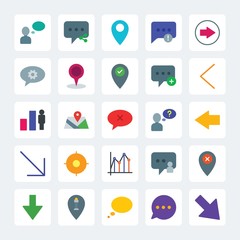 Poster - Modern Simple Set of location, arrows, charts, chat and messenger Vector flat Icons. .Contains such Icons as  sms, message,  arrow,  mobile and more on gray background. Fully Editable. Pixel Perfect