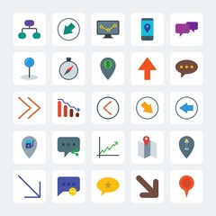 Poster - Modern Simple Set of location, arrows, charts, chat and messenger Vector flat Icons. .Contains such Icons as  speech,  phone,  right,  square and more on gray background. Fully Editable. Pixel Perfect
