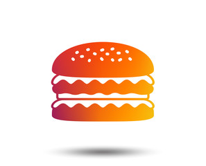 Hamburger icon. Burger food symbol. Cheeseburger sandwich sign. Blurred gradient design element. Vivid graphic flat icon. Vector