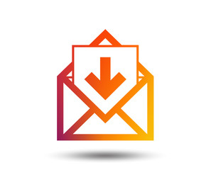 Poster - Mail icon. Envelope symbol. Inbox message sign. Mail navigation button. Blurred gradient design element. Vivid graphic flat icon. Vector