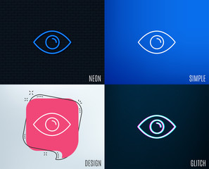 Aufkleber - glitch, neon effect. eye line icon. look or optical vision sign. view or watch symbol. trendy flat g