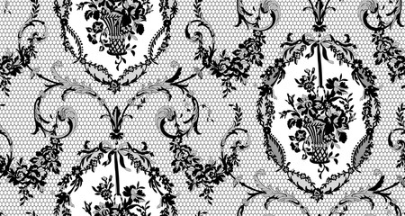 Sticker - seamless floral lace pattern, vector illustration