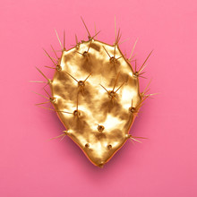 Gold Cactus Art. Fashion Minimal Design