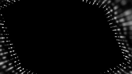 Poster - Frame of pulsating elements. Place for text. Plexus business background. Depth of field. Black background . Seamless loop.