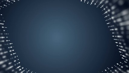 Poster - Frame of pulsating elements. Place for text. Plexus business background. Depth of field. Blue background . Seamless loop.