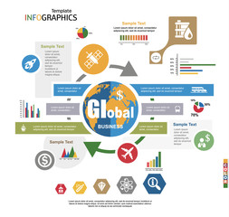 Wall Mural - Modern infographics template, global business