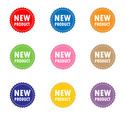 Aufkleber - set new product on white background. flst style. new product label, sticker, seal.