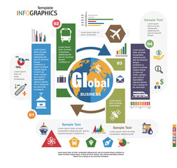 Wall Mural - Modern infographics template, global business