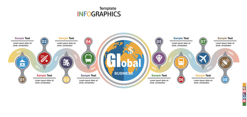 Wall Mural - Modern infographics template, global business