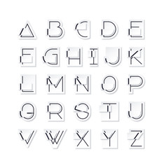Leinwandbilder - Layout paper effect broken latin font, graphical decorative type, black modern english alphabet.
