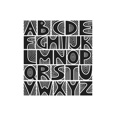 Aufkleber - Vector handwritten uppercase artistic alphabet with concentric lines. Theme of tree structure, annual rings.
