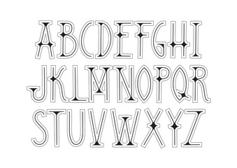 Aufkleber - Vector capital font in Art Deco style with a stroke.
