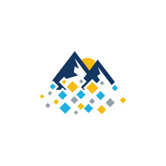 Wall Mural - Mountain Pixel Logo Icon Design