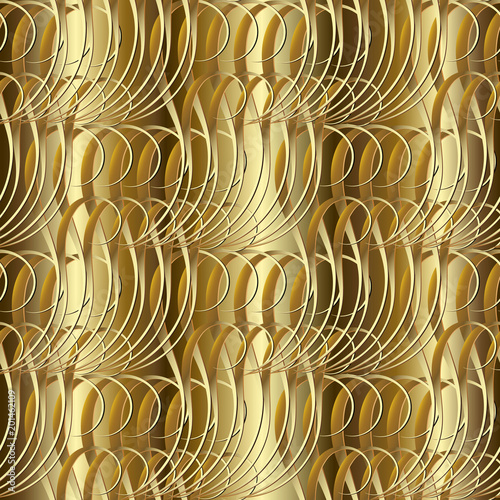 Gold textured 3d seamless pattern. Vector golden patterned vintage ...