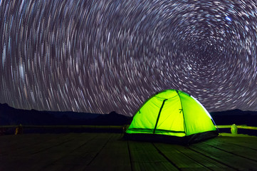 Wall Mural - camping tent at night.