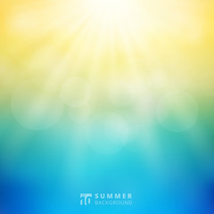 Summer season sunlight with bokeh in the sky blurred background.