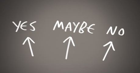 Aufkleber - Yes No Maybe text with arrows graphic on grey background