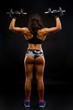 © ladie_c - Perfect Fitness Body of Beautiful Woman. Fitness Instructor in Sports Clothing. Female Model with Fit Muscular and Slim Body in Sportswear doing Workout. Fit Lady Lifting Dumbbells.