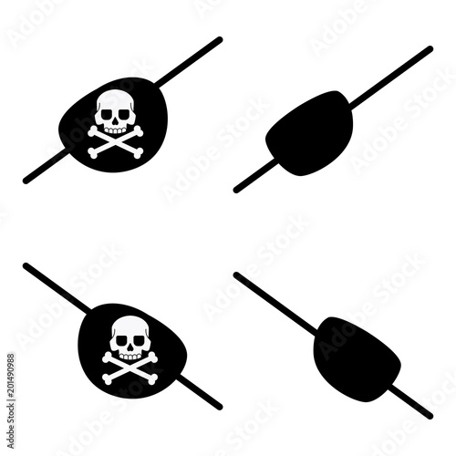 Cuadros en Lienzo Black pirate eye bandage with a skull and crossbones for the left and right eyes