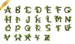 Collection  Letter A B C vector alphabet with tree . ABC concept type as logo.Eco concept.