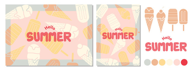 Wall Mural - Poster design for Summer with space for text and ice cream on background.