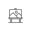 © alekseyvanin - Landscape picture on canvas outline icon. linear style sign for mobile concept and web design. Artist's easel with landscape painting simple line vector icon. Symbol, logo illustration. Pixel perfect
