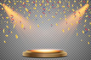stand of the podium with lighting, scene from the award ceremony on a transparent background, with f