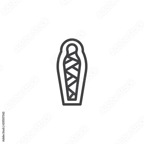 Cuadros en Lienzo Mummy in sarcophagus in museum outline icon